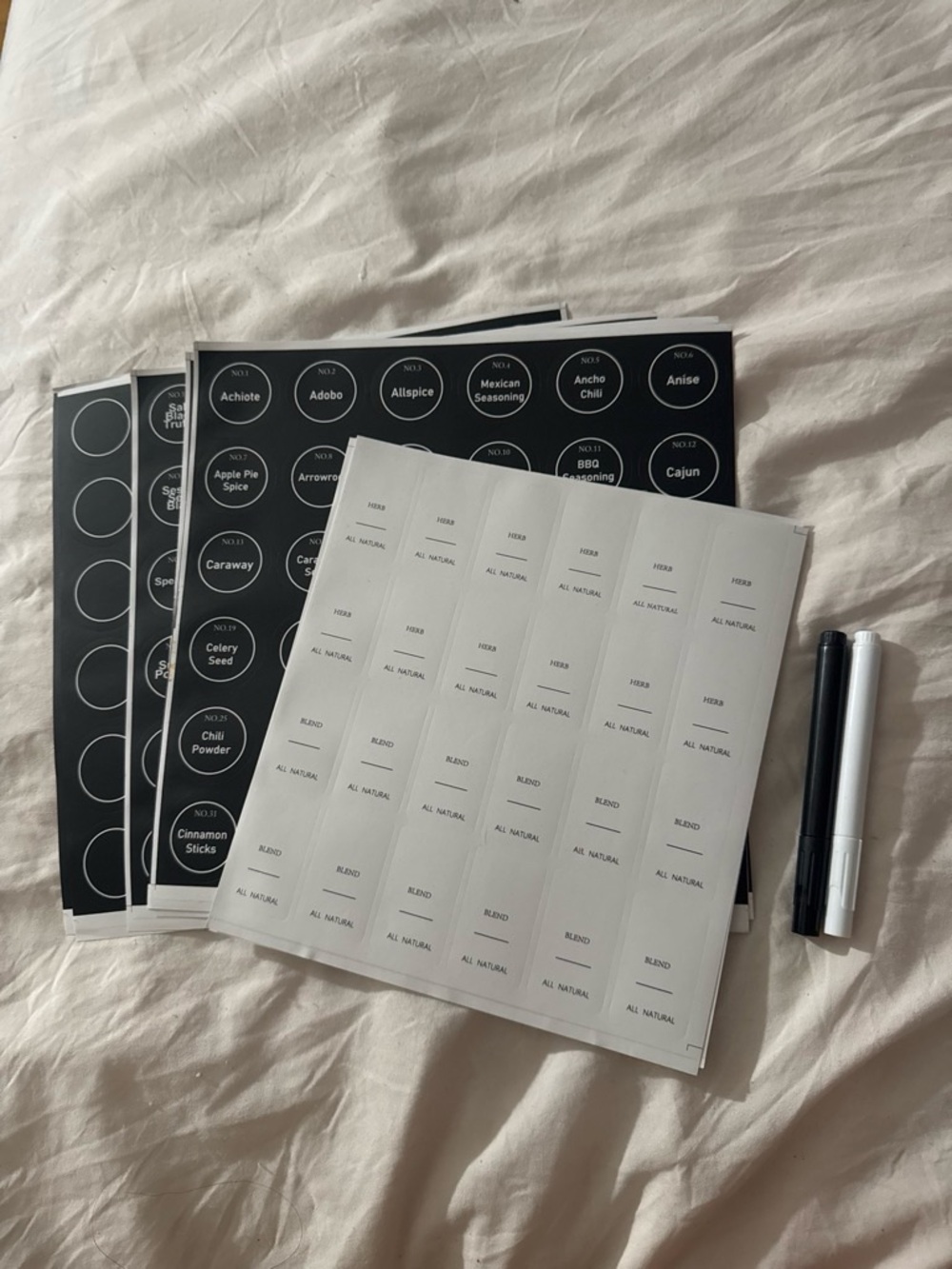 Custom Pantry & Spice Label Kit in Black and White